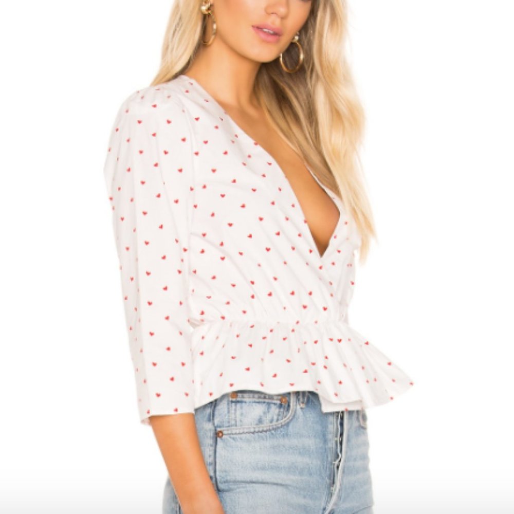 L'Academie The Dahlia Blouse in Red Mini Heart ❤️